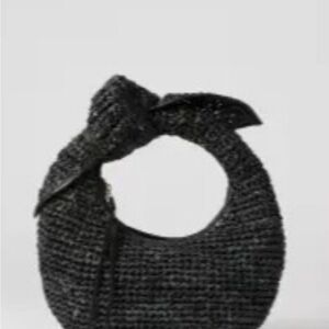 Josie poolside Black Woven Knot Handle Women's Bag